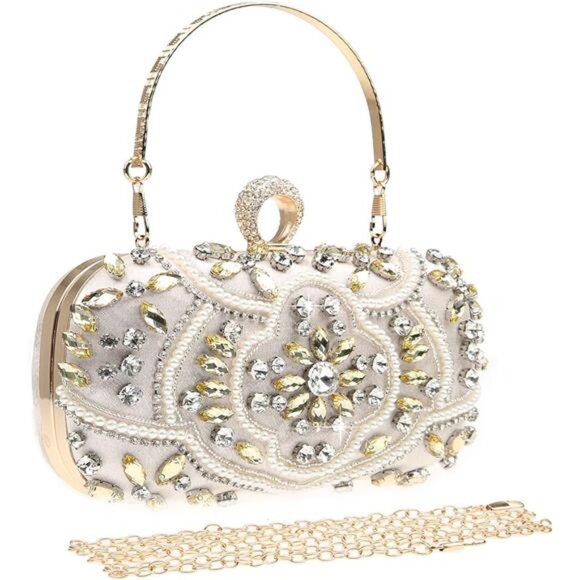 Handbags - Womens Sparkly Rhinestone Crystal Clutch Bag Glitter Sequin Bridal Purse